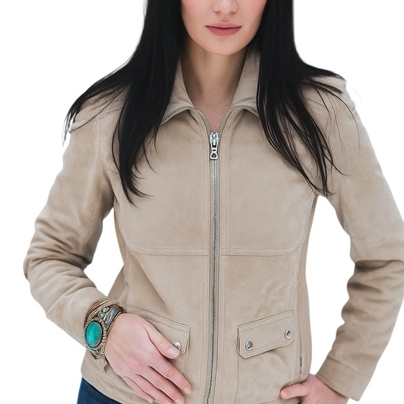 Authentic Prada Leather Motorcycle jacket Zipper Close Jacket Coat Beige - Picture 1 of 15